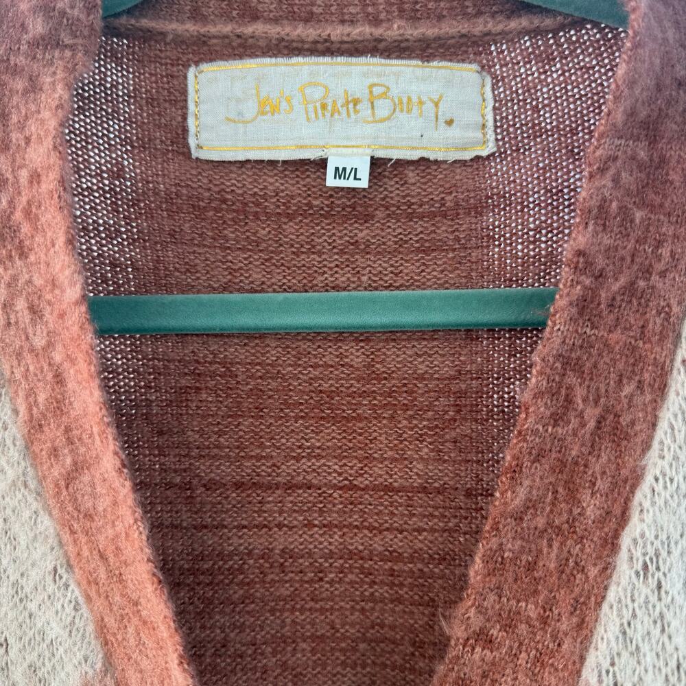 JENS PIRATE BOOTY x FREE PEOPLE Louella Argyle Oversized Longline Cardigan M/L - Picture 7 of 14